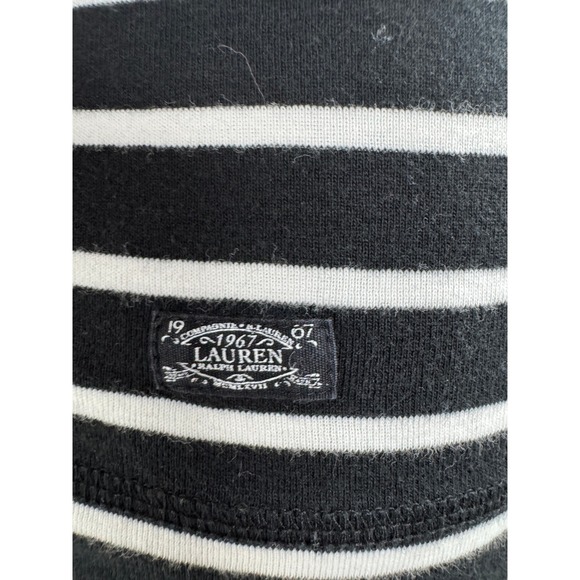 Lauren Ralph Lauren Womens Striped 3/4 Sleeve Button-Up Top Black/White - Picture 2 of 8